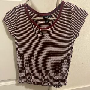 Red, Black, and White tee! 
Short sleeve Casual Striped Rue21